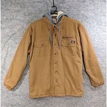Dickies Jacket Men 2Xl 50-52 Brown Canvas Zip Hooded Insulated Lined