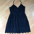 Love Culture Dresses | Love Culture Navy Drape Front And Lace Dress | Color: Blue | Size: M
