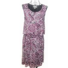 Loft Dresses | Ann Taylor Loft Women's Pink Paisley Print Sleeveless Shift Midi Dress Small | Color: Black/Pink | Size: S