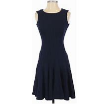 Lands' End Dresses | Lands' End Fit And Flare Sleeveless Navy Ponte Dress Petite | Color: Blue | Size: 2P