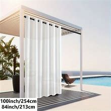 1Pc Waterproof Outdoor Curtain With Top Grommet, For Patio Gazebo Front Porch Pergola,White,Temu