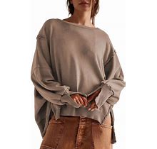 Hixiaohe Women's Oversized Crewneck Sweatshirts Casual Long Sleeve Side Split Pullover Tops Fall Slouchy Hoodie