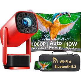 [Auto Focus] Mini Projector With Wifi And Bluetooth, Smart Projector With Android OS 270° Rotation & Auto Keystone, Outdoor Portable Movie Projector