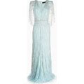 Jenny Packham - Coralia Cape Maxi Dress - Women - Polyester - 8 - Blue