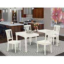 East West Furniture White Dover 5-Piece Dining Set With Slatted Chairs In Linen Small
