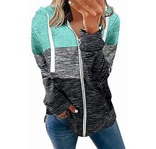 Twy Women 3 Color Block Zip-Up Hoodie Outwear Plus Size
