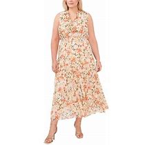 Msk Women Womens Plus Floral Print Long Maxi Dress