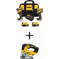 20V MAX XR Hammer Drill And ATOMIC Impact Driver 2 Tool Cordless Combo Kit And Jigsaw W/(2 4Ah Batteries Charger And Bag