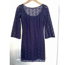 Lilly Pulitzer Topanga True Navy Crochet Knit Lace Tunic Dress Size XS