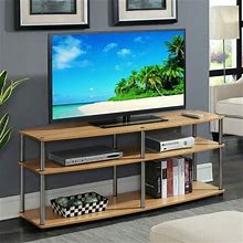 Convenience Concepts Designs2go No Tools 3 Tier Wide TV Stand For Tvs Up To 65 Inches, Light Oak