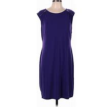 Calvin Klein Casual Dress - Shift Crew Neck Sleeveless: Purple Solid Dresses - Women's Size 10