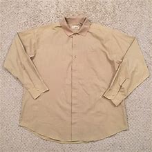 Haband Shirt Mens XL Beige Long Sleeve Button Up
