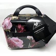 Triforce Hard Shell Makeup Case Carry On Travel Beauty Bag Black Flowers
