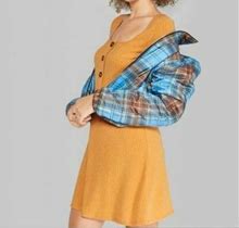 Women's Long Sleeve Button Front Knit Dress - Wild Fable - Mustard -