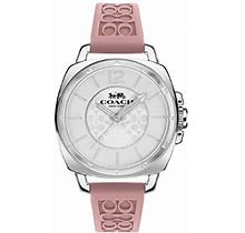 COACH 14503876 Boyfriend Silver Logo Dial Pink Silicone Band Women's 34mm Watch
