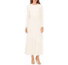 Halogen(R) Long Sleeve Midi Dress In Antique White At Nordstrom, Size X-Large