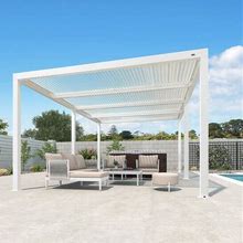 PURPLE LEAF Louvered Pergola Outdoor Aluminum Pergola With Adjustable Roof For Deck Backyard Garden Hardtop Gazebo White / 12'X20'