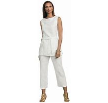Plus Size Women's Linen Blend Capri Set By Jessica London In White (Size 24) Washable Rayon Linen Blend