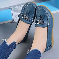 Women's Real Leather Soft Comfortable Flat Loafers Handmade Casual Shoes