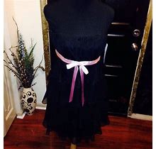Zum Zum Black Polyester Multi Tiered Strapless Ruffle Dress - Size 9