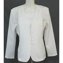 Pride & Joy White Embroidered Dress Jacket W/Detachable Dickey Size 14