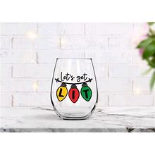 Let's Get Lit Stemless Wine Glass, Funny Christmas Gift, Holiday Gift Exchange, Personalized Gift, Holiday Drinking Glasses