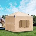 Aoodor 10 X 10 ft Pop Up Canopy Tent Portable Instant Shade Canopy With Curtain For Camping, Party And Other Outdoor Events - Brown