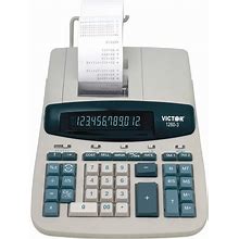Victor Technology 12-Digit Calculator, 2-Color Printing, 8"X11"X3", White/Blue
