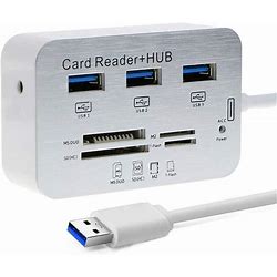 Aluminum 3 Port USB 3.0 Hub MS SD M2 TF Multi-In-1 Memory Card Reader Adapter