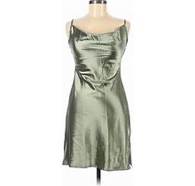 Shein Cocktail Dress - Sheath: Green Solid Dresses - Women's Size 6