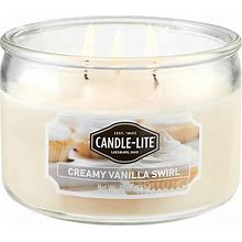 Candle-Lite Scented Candles, Creamy Vanilla Swirl Fragrance, One 10 Oz. Three Wick Aromatherapy Candle With 20-40 Hours Of Burn Time, Off-White Color