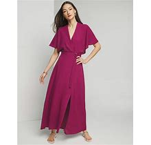 Women's Petite Cape Belted Maxi With Slit Dress In Fuchsia Pink Size 8 | White House Black Market