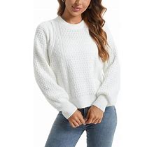Women Knit Pullover Sweater Long Sleeve, Crewneck Lightweight Casual Tops,2023 Fall Oversized Sweaters