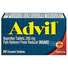 Advil Ibuprofen Pain Reliever/ Fever Reducer Tablets, 200 Mg - 50.0 Ea