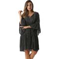 Riviera Sun Short Flowy Casual Dress With Crochet Front & Bell Sleeves