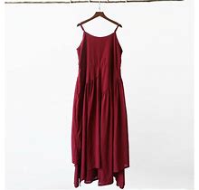 Women Asymmetric Cami Dress Strappy Loose Baggy Frill Layered Casual
