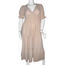 Shein Dresses | Shein Tiered Ruffle Hem Surplice Maxi Dress | Color: Tan | Size: L