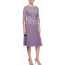 Alex Evenings Women's Tea Length Sequin Mock Dress (Petite And Regular Sizes)