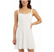 Bcx Womens White Lined Pullover Sleeveless Scoop Neck Short Fit + Flare Dress Juniors M
