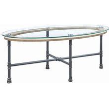Williston Forge Jazmaine Coffee Table Glass/Metal In Gray | 18 H X 47 W X 24 D In | Wayfair C636223674a6e89f2776fd378c1ac354