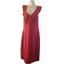 LOVE SQUARED Red Ruffled Midi Sheath Dress Size 1X