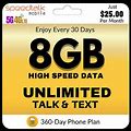 Speedtalk Prepaid Sim Card Unlimited Talk & Text 8Gb Data Phone Plan