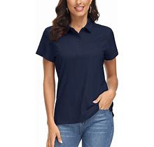 MAGCOMSEN Women's Polo Shirts UPF 50+ Sun Protection 4 Buttons Casual Work Quick Dry Short Sleeve Collared Golf Shirt