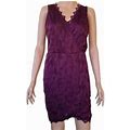H&M Purple/Burgundy Sleeveless Lace Dress V Neck Size L