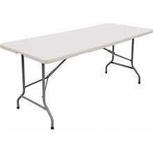 FORUP 6ft Table, Folding Utility Table, Fold-In-Half Portable Plastic Picnic