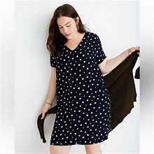 Madewell Dresses | Madewell Button-Back Easy Dress In Daisy Dots Nonwaisted Womens Dress W Pockets | Color: Blue/White | Size: Xl