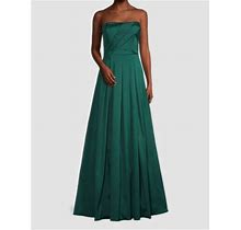 $596 Aidan Mattox Womens Green Strapless Satin Pleated Ball Gown Dress
