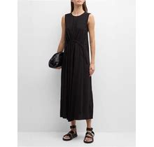 Foemina Ida Sleeveless Cotton Seersucker Midi Dress, Black, Women's, 6, Casual & Work Dresses Day Dresses Sundresses