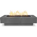 The Outdoor Plus 72" Coronado Steel Rectangle Fire Pit Table, Natural Gas - 12V Electronic / Silver Vein