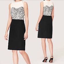 Loft Dresses | Ann Taylor Loft Filigree Lace Print Bodice Dress | Color: Black/Cream | Size: 4P